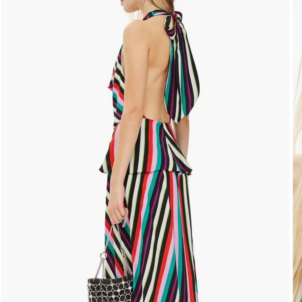 Topshop Asymmetrical Striped Dress - Black, Pink, Green, Blue - Picture 3 of 8